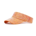 Vibrant orange open top sun hat for women featuring sparkling rhinestones for summer outdoor wear - Orange