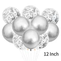 12 Inch silver metallic and transparent confetti latex balloons for party decoration - Silver