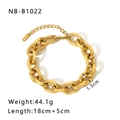 Bracciale a catena spessa in acciaio inossidabile placcato oro 24K con chiusura a moschettone - Bracciale a Maglie Grandi Larghe (NB-B1022-G-L)