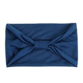 Elastic navy blue wide yoga headband featuring a central knot design on fabric - Solid Royal Blue