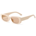 Retro-Rechteck-Sonnenbrille mit cremefarbenem Rahmen und Teegläsern im 90er-Vintage-Stil - Cremeweißer Rahmen / Teebraune Gläser
