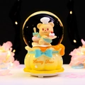 Honey Bear musical snow globe with bear chef, yellow base, and magical LED lights - 8523 Serving Cake / Medium 80# LED Light+Music