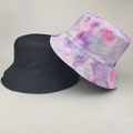 Reversible bucket hat featuring classic black solid and purple tie-dye patterns for adults - 1# (Pink Purple Tie Dye + Black)