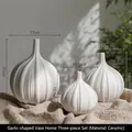 Set di tre vasi in ceramica opaca bianca in stile nordico minimalista creativo - Set da 3 Pezzi di Vasi a Forma di Aglio