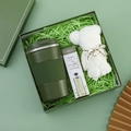 Business gift set in forest green featuring a coffee mug, bear towel, and hand cream - [Olive Green] Cup + Hand Cream + Towel