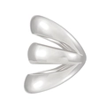 Detailed macro view of triple-layered silver ear cuff with polished mirror finish - Triple Claw Mirror Ear Cuff (11232) / White K / Silver