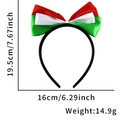 Especificaciones de tamaño detalladas de la diadema con lazo de satén rojo, blanco y verde - Talla única / Diadema con Lazo Blanco Rojo Verde