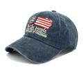 Detailed embroidery on navy washed cotton baseball cap celebrating 250 years of freedom - Navy Blue