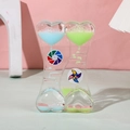 Heart-shaped liquid hourglass sensory toy with blue and pink drops and windmills - SY01 Cream Windmill Blue Green