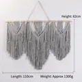 Bohemian grey hand-woven wall hanging tapestry with wooden beads and fringes - Three-Section Grey Zodiac Tassel Decor