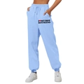 Women's light blue high waisted joggers with I Heart My Hot Boyfriend print - S / Bottoms / Light Blue