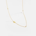 Polished gold S925 silver necklace with G letter pendant and small round zircon accents - Letter G / 925 Sterling Silver Plated With 18k Gold