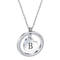 Minimalist stainless steel necklace featuring a round pendant with a laser-engraved letter B heart - Letter B