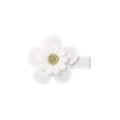 Fermaglio per capelli a margherita bianca ricamata con centro dorato e base rivestita - Fermaglio per Capelli a Tripla Fila di Piccoli Fiori