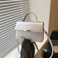 Piccola borsa a mano argento da donna con manico superiore e chiusura metallica elegante - Argento