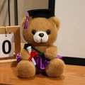 Ours en peluche marron avec robe violette, écharpe Congratulations et diplôme - Ours Brun Foncé-Vêtements Violets / 18cm