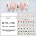 Japanese style tulip nail stickers with pink flowers and rabbit design JO-1774 - Model JO-1774