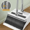 Ensemble balai et pelle gris et blanc avec manche magnétique et tige en acier inox - Z-344 [balai Et Pelle + Brosse De Sol] [ensemble Standard 4 Pièces] Fixation Magnétique Blanche