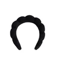 Close-up detail of a thick black braided sponge headband for face washing and styling - Single Headband / Black