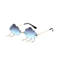 Rimless cloud-shaped sunglasses with blue gradient lenses and gold rain drop charms - Gold Frame Grey Blue