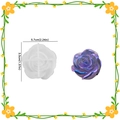 White silicone rose flower mold for resin with blue-purple flower finish and dimensions - Silicone Flower 00202 / Translucent White