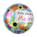 18-inch floral round foil balloon with Spanish Feliz día de la Madre greeting - 18 Inch Light Blue Floral Round Happy Mother's Day (YX232)