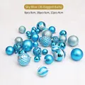 Set de 36 bolas de Navidad azul cielo en varios tamaños y texturas para decoración - 36 Unidades (8cm*8/6cm*16/4cm*12) / Azul Cielo