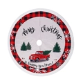 Kerstboomschort met rood-zwart ruitpatroon, retro vrachtwagen en witte sneeuwvlokken - Kerstauto Stijl