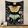 Bohemian butterfly tapestry with celestial moon and floral elements for home decor - ZJ601-1-Colorful Butterfly Moth