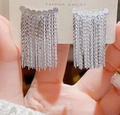 Orecchini pendenti a catena in argento con zirconi per abiti da sera eleganti donna - Orecchini a Nappina con Catena Corta (ES2361-10)