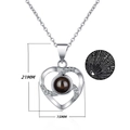 Silver heart projection necklace with 100 languages I Love You and zircon inlay - Silver Heart Necklace