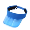 Navy blue PVC sun visor hat with adjustable strap and transparent brim for outdoor sports - Blue