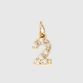 Golden number 2 pendant crafted in stainless steel with sparkling zircon stone inlay - Number 2(ZP39295) / Gold