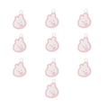 Close-up of 10 white rabbit-shaped DIY charms with pink outlines for hair accessories - 3# Animal Head