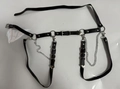 Gothic punk black PU leather body chain harness with silver metal heart and chains - Black Heart Harness (Kids Style) / Black