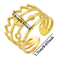 Detail view of gold multi-layer adjustable ring with dimensions 1.3cm height and 1.7cm diameter - Gold