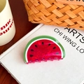 Cute watermelon shaped hair claw clip made of vibrant red and green translucent resin - Watermelon / 8cm