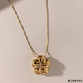 Collana minimalista in acciaio inossidabile dorato con ciondolo a fiore 3D KDD1095 - Collana di Fiori 3D (KDD1095) / Oro