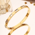 【222】gold Square White Diamond Bangle
