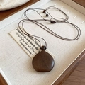 Collier bohème en bois de calebasse avec cordon tressé réglable sur support en lin - 20# Collier Coulissant en Forme de Gourde de Sac à Vin