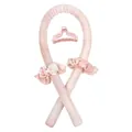 Pink marble heatless hair curler set with satin hair ties and matching claw clip - Tie-Dye Soft Pink (1 Curler + 2 Scrunchies + 1 Clip)