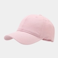 Detail view of pink cotton twill baseball cap showing crown stitching and eyelets - Adjustable / Light Pink