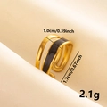 Detail shot of vintage 304 stainless steel earrings showing 1.7cm size and 2.1g weight - Gold Black Enamel Style (J641-G-B)