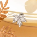 Silver maple leaf stud earring with sparkling zircons and a secure screw back clasp - Maple Leaf Style (A268-1) / White (Single Piece)