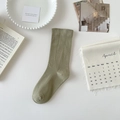 Grass green Morandi style slouch socks for women in soft combed cotton fabric - Olive Green