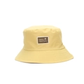 Light yellow cotton bucket hat with a stylish 3D metal bear ornament and brand patch - Yellow