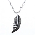 Collana con ciondolo piuma teschio in argento vintage stile punk gothic quotidiana - Stile Piuma Teschio (B1507) / Solo Ciondolo (Senza Catena)