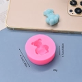 Pink silicone teddy bear mold for cake decorating and chocolate with size measurements - Round 3D Little Bear (Spec 1)