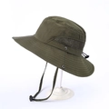 Cappello da sole outdoor verde militare con tesa larga, rete traspirante e laccio regolabile - Adulto / Verde Militare