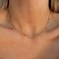 Elegant gold snake chain necklace with small round beads for a minimalist layered look - Round Snake Bead Chain